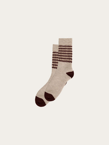 KnowledgeCotton Apparel - UNI Wool jacquard socks Socks 9926 Brown