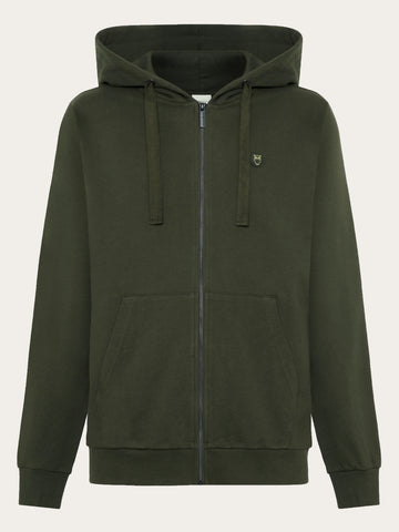 KnowledgeCotton Apparel - MEN Zip hood kangaroo badge sweat Sweats 1090 Forrest Night